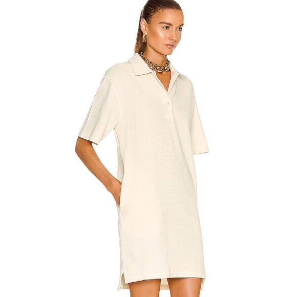HELMUT LANG Waffle Polo Dress Size Small Color: Winter White - Picture 4 of 14